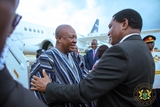 President Mahama arrives in Zambia for a three-day state visit