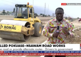 Construction resumes on stalled Pokuase–Nsawam road as transport operators threaten protest