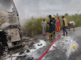 GNFS saves majority of cargo in trailer fire on Accra-Kumasi highway