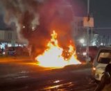 Car engulfs in flames at Ablekuma-Curve