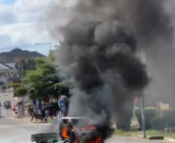 Moving car catches fire after crashing into bar at Westland