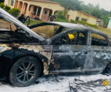 4 occupants escape as fire guts car at Esankwanta