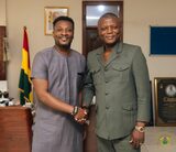 Sports Minister Kofi Adams meets Asamoah Gyan over grassroots football development