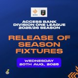 Division One League fixtures to be released on August 20