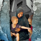 Inside one battle-scarred Gaza building, displaced families tell the story of the war