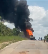 Fuel tanker catches fire on Accra–Buipe road