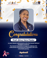 UGBS, Alumni Association applaud Prof. Vera Fiador on historic UTAG presidency