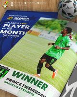 Basake Holy Stars winger Prince Tweneboah named Ghana Premier League Player of the Month for&nbsp;(…)