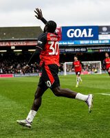 Gideon Kodua scores in Luton Town's win against Stevenage