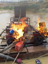 Bekwai forest response team burns ‘galamsey’ equipment at Apamprama reserve