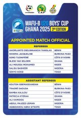 Ghanaian referees appointed for 2025 U20 WAFU B Championship in Prampram