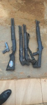 Five excavators, guns seized in joint anti-galamsey raid in Ahafo Ano South West