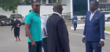 Chairman Wontumi and his lawyers Andy Appiah-Kubi arrive at the CID Headquarters