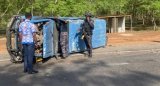 Police escort vehicle somersaults in near-fatal crash near Binduri