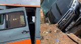 Crash involving Toyota V8 and commercial vehicle at Ashaiman overhead leaves one injured