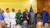 Speaker of Parliament presents 2025 Democracy Cup trophy to President Mahama