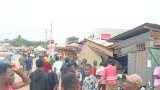 Backhoe loader crashes into shops at Bibiani after brake failure