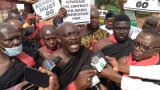 Atwima Techiman and Denkyemuoso traditional council stages demo over deplorable roads