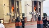 Police Church near 37 Station on fire