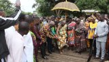 Eric Opoku cuts sod for six-unit classroom block and teachers’ quarters at Noberkaw