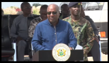 President Mahama cuts sod for the construction of a 200MW solar power plant at the Dawa (…)